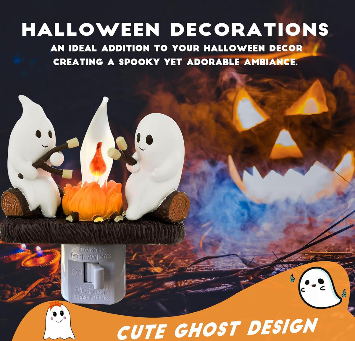 Ghost Campfire Nightlight, Ghosts Roasting Marshmallows