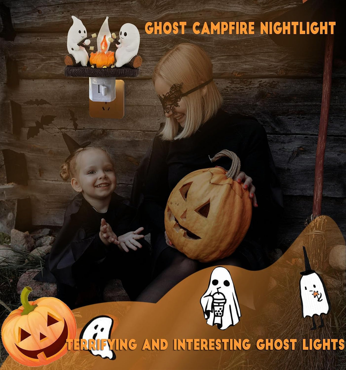 Ghost Campfire Nightlight, Ghosts Roasting Marshmallows