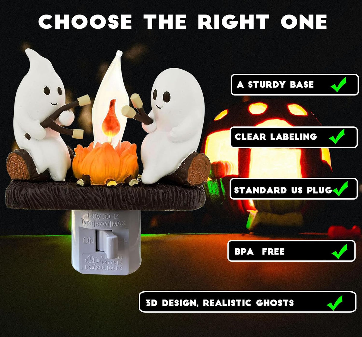 Ghost Campfire Nightlight, Ghosts Roasting Marshmallows
